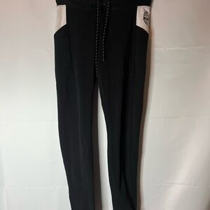 PINK Victoria's Secret Black Leggings with White Accent Panels